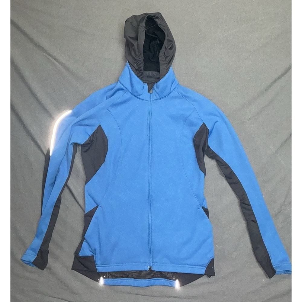 Novara Women's Size Small Black/Aqua Full Zip Long Sleeve Hooded Cycling Jacket